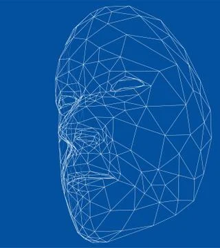 Wire-frame abstract human face イラスト素材