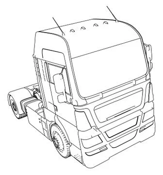 Wire-frame Big truck vector. Isolated on white background. Tracing illustration Illustrazione stock