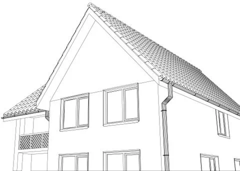 Wire-frame building on the white background. EPS 10 イラスト素材