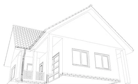 Wire-frame building on the white background イラスト素材