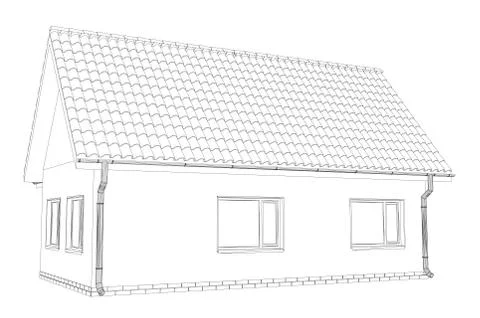 Wire-frame building on the white background. EPS 10 Stock Illustration