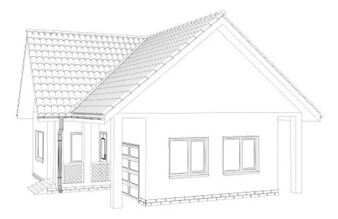Wire-frame building on the white background Illustrazione stock
