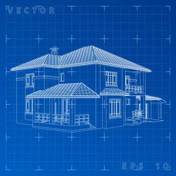 Wire-frame building on the white background. EPS 10. Illustration created of  Stock Illustration