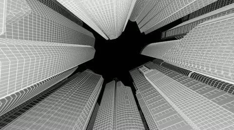 Wire frame cityscape, seamless loop Video stock 12318543