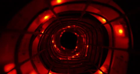 Wire frame corridor tunnel model walkway with RED wormhole portal, 2 clips Stock Footage 154282013