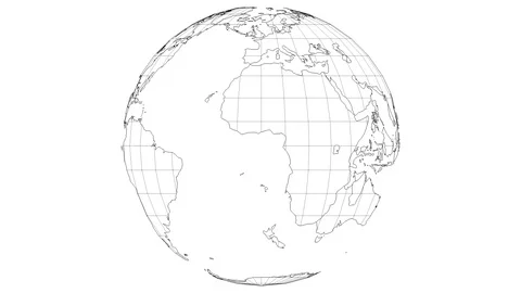 Wire-frame earth map rotating fast in seamless loop with white isolated backg Stock Footage 129472975