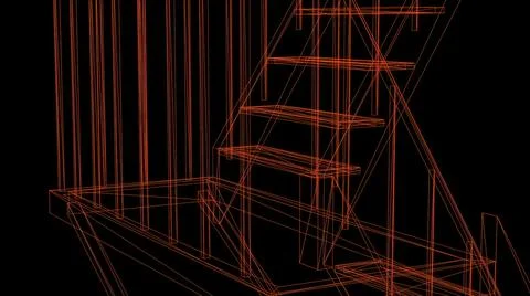 Wire frame of emergency stairs - 3d rendering Stock Illustration