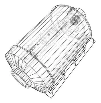 Wire-frame engine. Tracing illustration of 3d. EPS 10 vector format. Stock Illustration