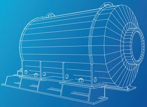 Wire-frame engine. Tracing illustration of 3d. EPS 10 vector format. Stock Illustration