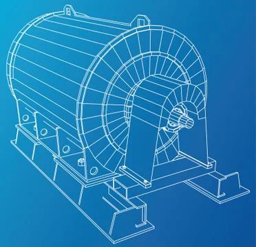 Wire-frame engine. Tracing illustration of 3d. EPS 10 vector format. Stock Illustration