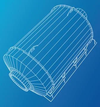 Wire-frame engine. Tracing illustration of 3d. EPS 10 vector format. Stock Illustration