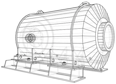 Wire-frame engine. Tracing illustration of 3d. EPS 10 vector format. Illustrazione stock
