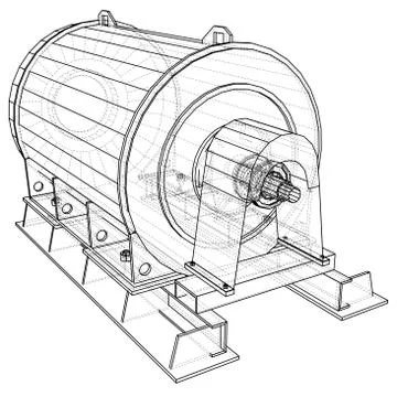 Wire-frame engine. Tracing illustration of 3d. EPS 10 vector format. Stock Illustration