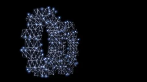 Wire-frame gear with luminous dots. 3d illustration Stock-Illustration