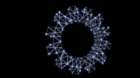 Wire-frame gear with luminous dots. 3d illustration Stock Illustration