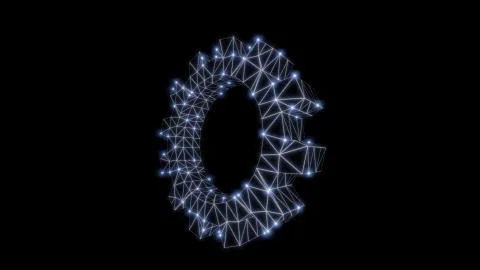 Wire-frame gear with luminous dots. 3d illustration Stock Illustration