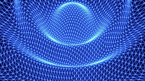 Wire frame geometric wave form in neon blue. Stock Footage 258916336