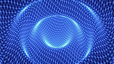 Wire frame geometric wave form in neon blue. Stock Footage 258916343