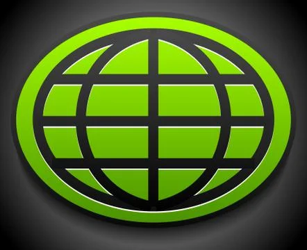 Wire-frame globe on green oval over dark backdrop 스톡 일러스트