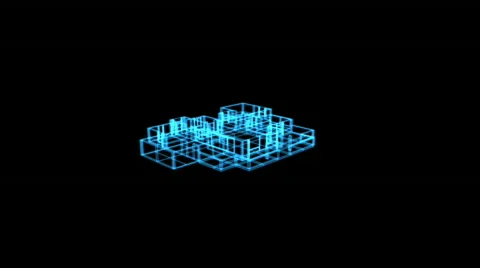 Wire frame house as animated blue print - HD Stock Footage 775306
