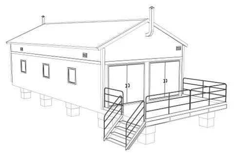 Wire-frame industrial building Ilustração Stock