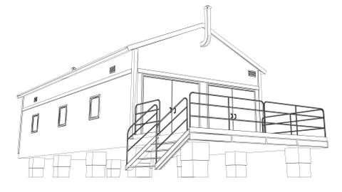 Wire-frame industrial building Stock Illustration