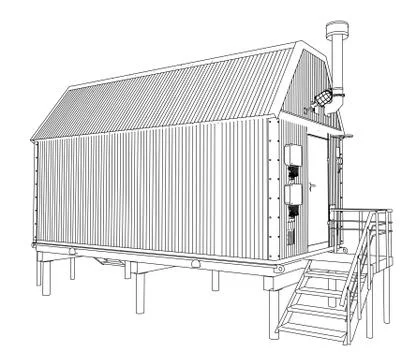 Wire-frame industrial building Ilustración de archivo
