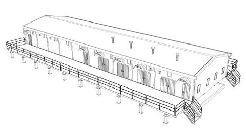 Wire-frame industrial building Ilustración de archivo