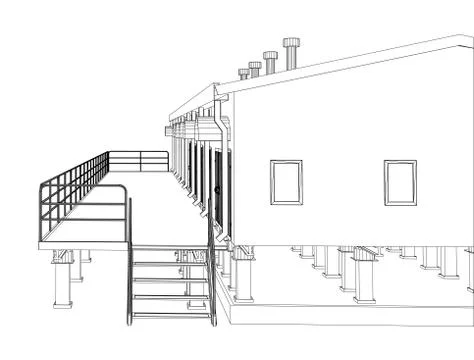 Wire-frame industrial building Ilustración de archivo
