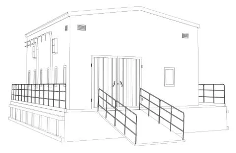 Wire-frame industrial building Ilustración de archivo