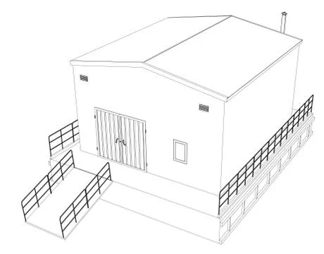 Wire-frame industrial building Ilustración de archivo