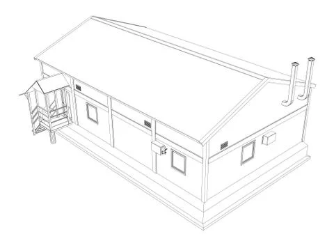 Wire-frame industrial building Ilustración de archivo