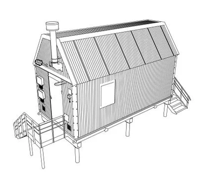 Wire-frame industrial building Stock Illustration