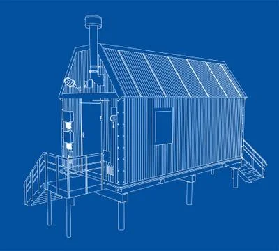 Wire-frame industrial building Ilustración de archivo
