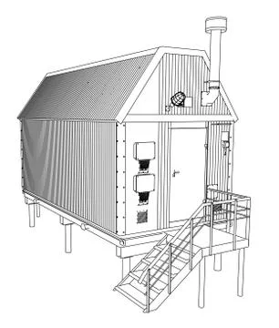 Wire-frame industrial building Ilustración de archivo