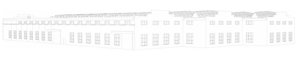 Wire-frame industrial building. Vector Ilustración de archivo