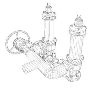 Wire-frame industrial equipment Stock Illustration