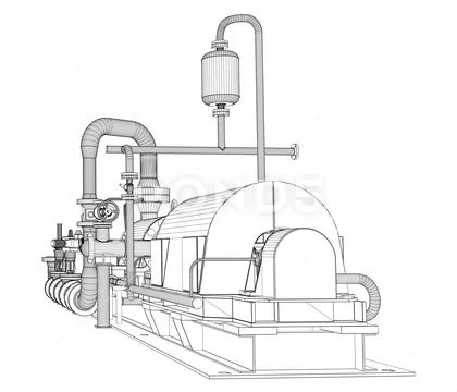 Wire-frame industrial pump Stock Illustration