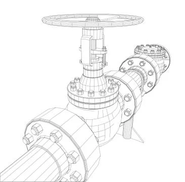 Wire-frame industrial valves Stock Illustration