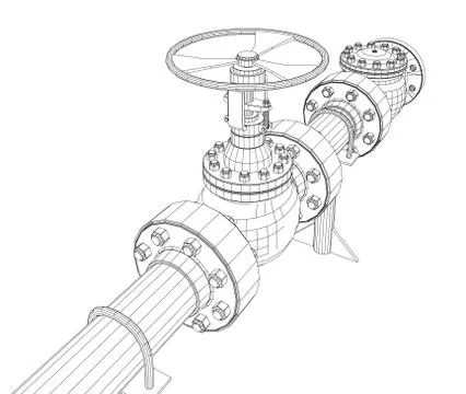 Wire-frame industrial valves Stock Illustration
