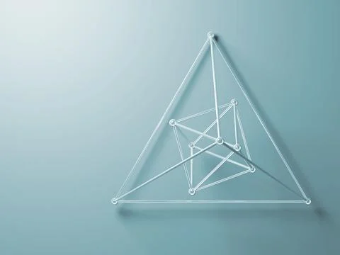 Wire-frame lattice object, abstract triangular 3d geometric structure Stock Illustration