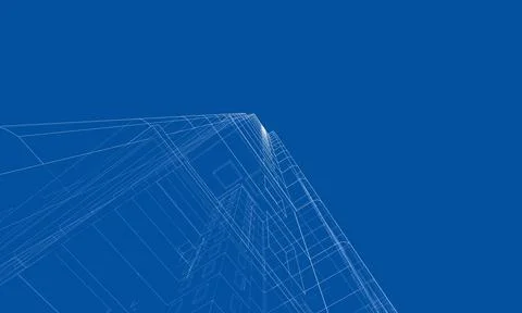 Wire-frame model of a multi-storey building Ilustración de archivo