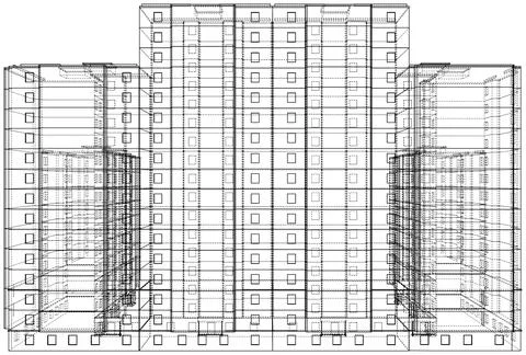 Wire-frame model of a multi-storey building Ilustración de archivo