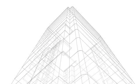 Wire-frame model of a multi-storey building Ilustración de archivo