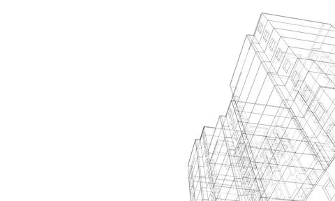 Wire-frame model of a multi-storey building Ilustración de archivo