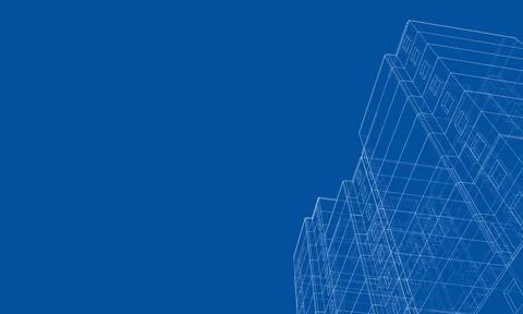 Wire-frame model of a multi-storey building Stock Illustration