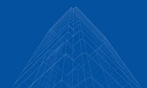 Wire-frame model of a multi-storey building Ilustración de archivo
