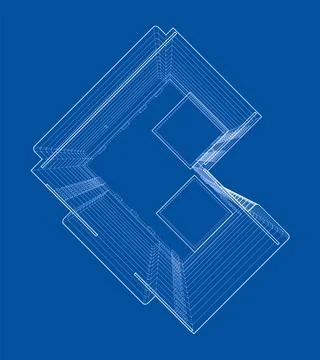 Wire-frame model of a multi-storey building Ilustración de archivo