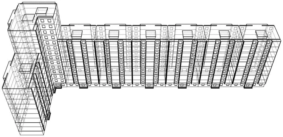Wire-frame model of a multi-storey building Ilustración de archivo