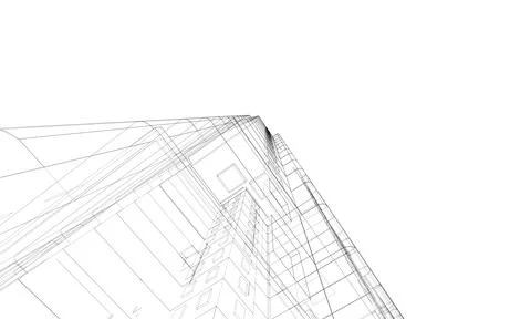 Wire-frame model of a multi-storey building Ilustración de archivo